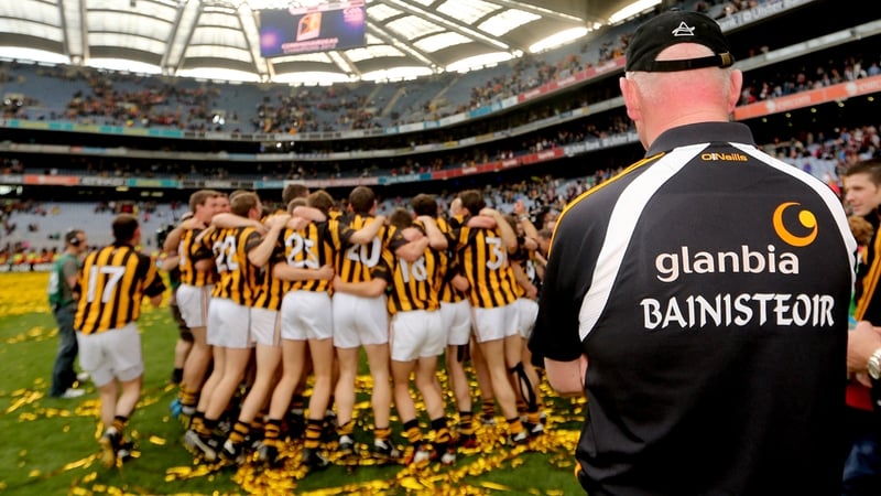 Brian Cody watches on as his players celebrate victory in the 2012 All-Ireland final