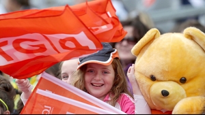 A young Armagh fan in the crowd at Croke Park for the Ladies Football Intermediate final