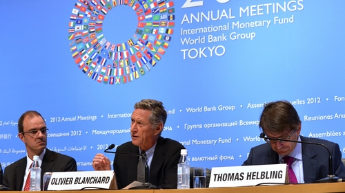 Olivier Blanchard announced the World Economic Outlook at a press conference in Tokyo