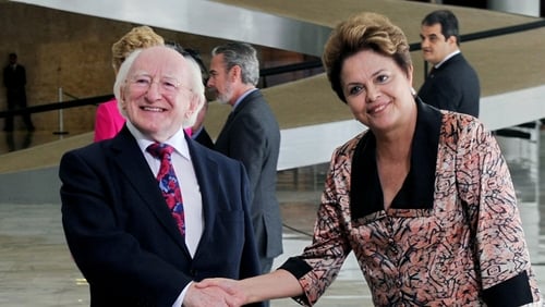 President Michael D Higgins meets Brazil's president Dilma Rousseff