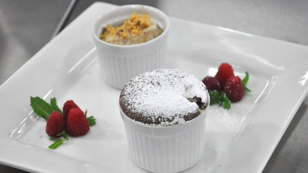 Chocolate Fondant served with a crunchie and baile