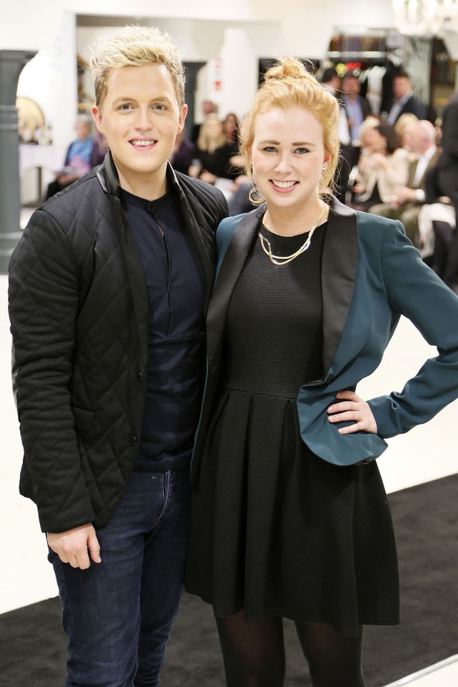 Steven Pierce and Nikki Quinn at the launch of Irish designer Peter O'Brien's third collection for Arnotts