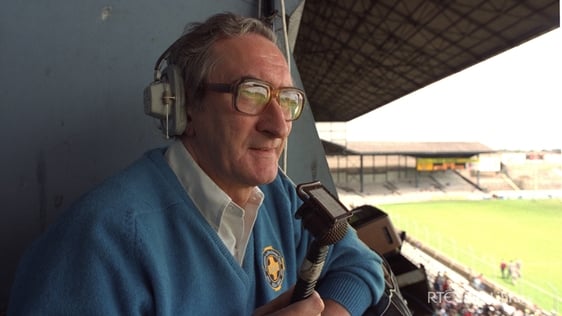 RTÉ sports commentator Mick Dunne at Croke Park, Dublin on 24 June 1984.