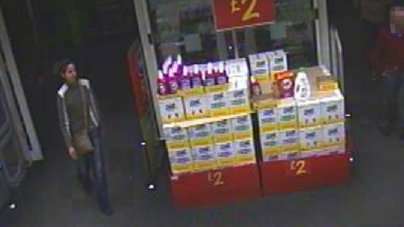 CCTV images show Catherine Gowing at a supermarket last Friday night