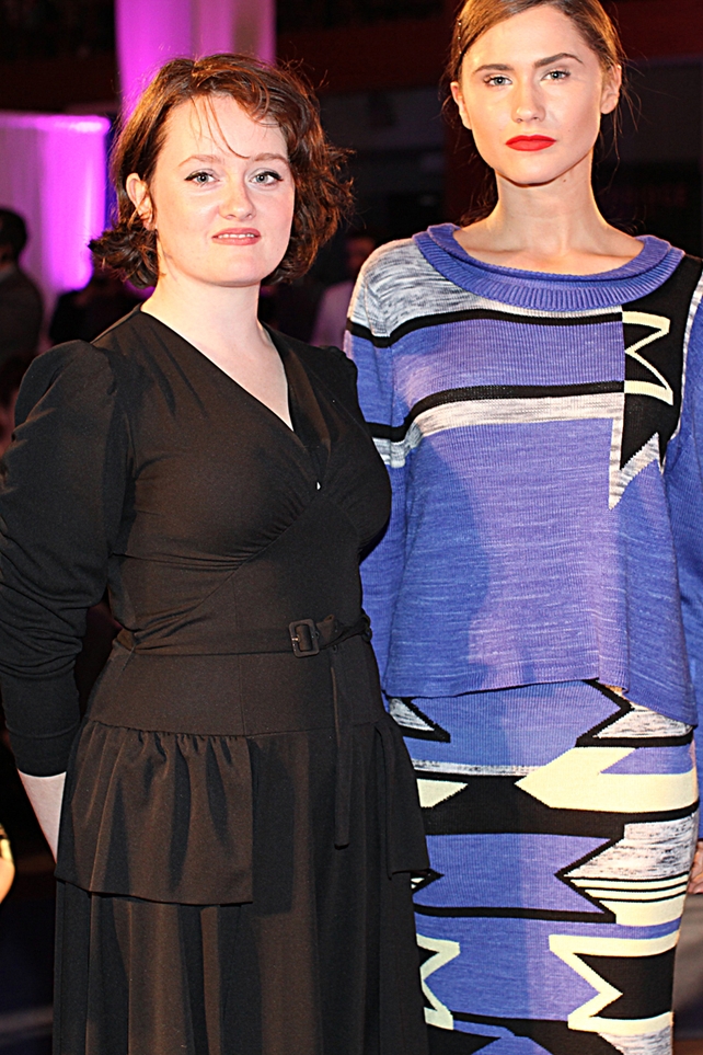 Winner of the Peroni Moda Awards Mary Callan with model Carmel Mannion wearing her winning design