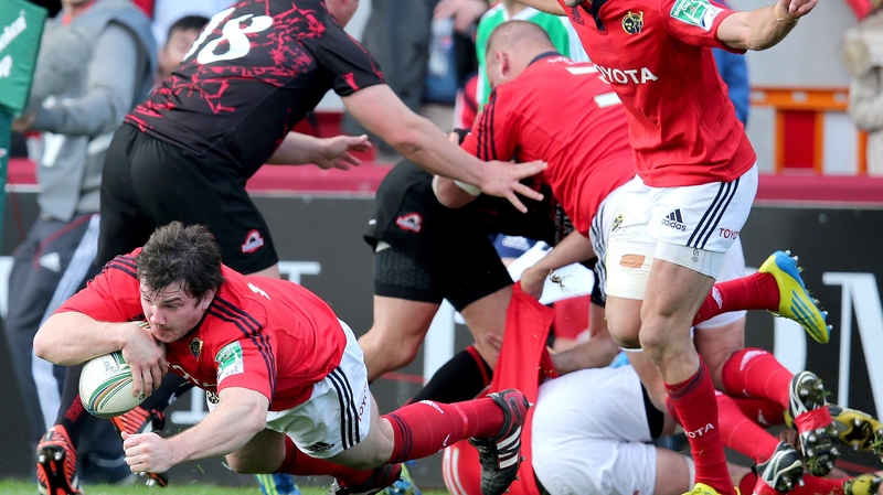 Damien Varley's late touchdown earned a bonus point for Munster