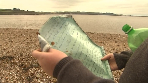 The note was written by two young Canadian girls in 2004