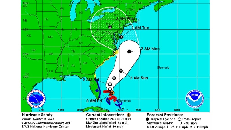 Forecasters have worked out a possible path for the storm