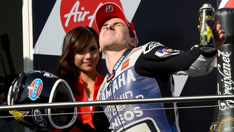 Jorge Lorenzo celebrates reclaiming the MotoGP world title