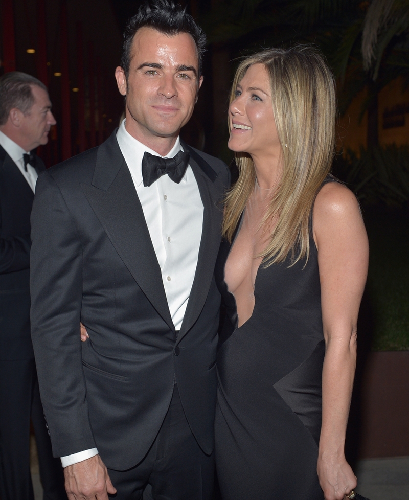 Aniston and Theroux at the Art + Film Gala last night