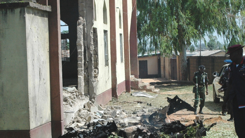 The explosion blasted out one of the church's walls