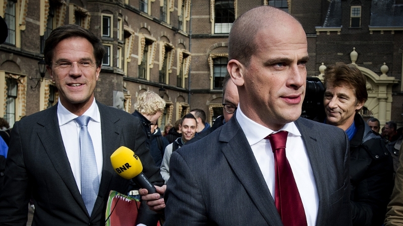 Dutch Prime Minister Mark Rutte and and Labour leader Diederik Samsom