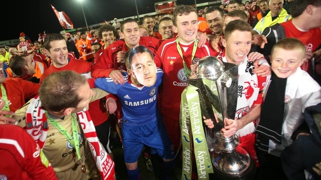 Sligo's Iarfhlaith Davoren seen disguised as John Terry as Rovers win the Airtricity League Premier Division