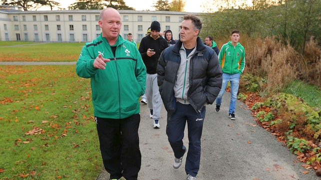 Ireland rugby head coach Declan Kidney and Ireland boxing high performance head coach Billy Walsh chew the fat