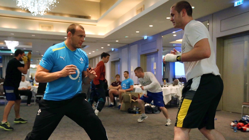 Ireland rugby's Dan Tuohy spars with super heavyweight Con Sheehan