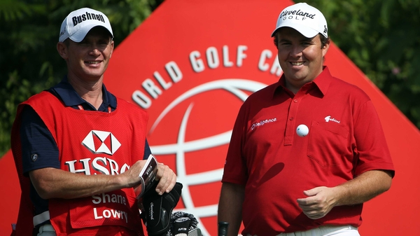 Lowry looking very relaxed with caddie Dermot Byrne enjoying the Chinese sunshine