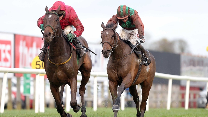 Monksland (l) won over three miles at Leopardstown at the conclusion of 2012
