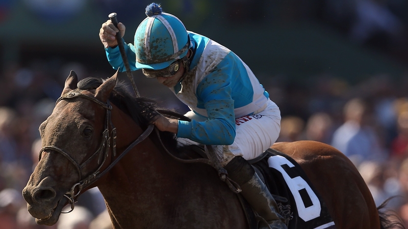 Calidoscopio and Aaron Gryder on the way to victory in the Breeders' Cup Marathon