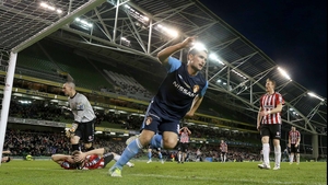 Fagan wheels away to celebrate his strike