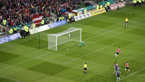 An aerial shot of Patterson's spot-kick