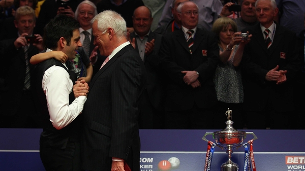 Snooker chief Barry Hearn embraces Ronnie O'Sullivan after last year's Crucible final