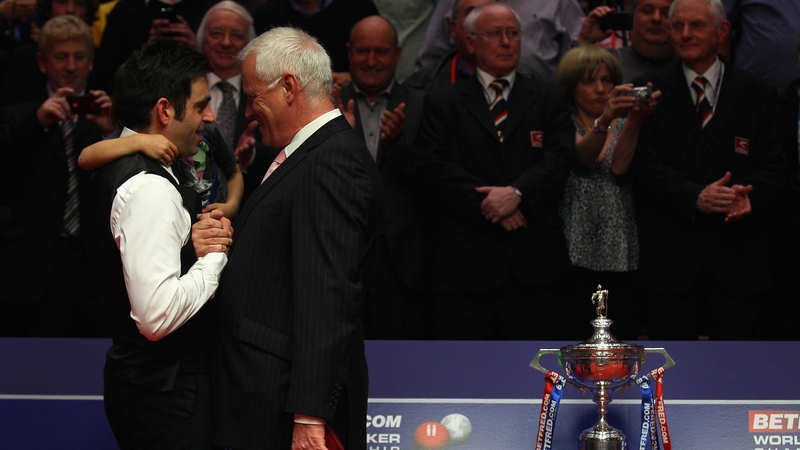 Snooker chief Barry Hearn embraces Ronnie O'Sullivan after last year's Crucible final