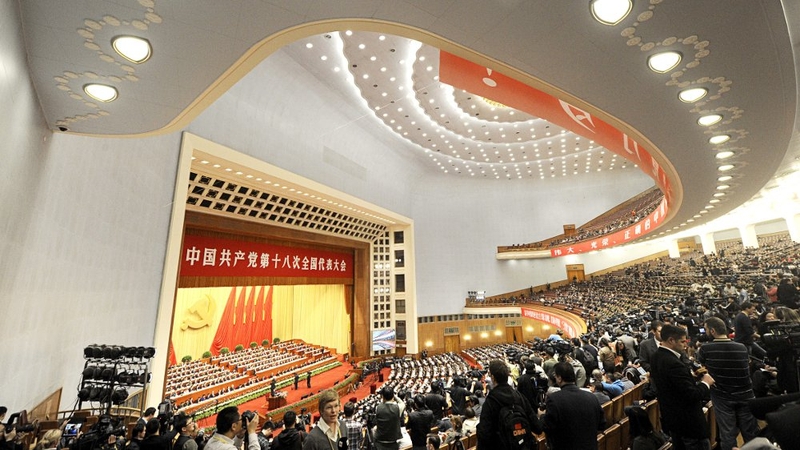 Delegates at the opening of the 18th Communist Party Congress at the Great Hall of the People in Beijing