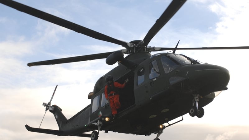 Sergeant Shane Guinan oversees lift-off of an Air Corps AW 139 from Tory Island (Pic: Defence Forces)