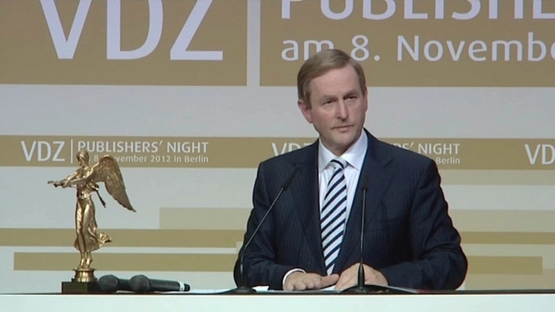 Enda Kenny was given the award for his 'strong contribution to Europe'