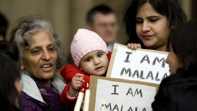 A vigil held in Birmingham for Malala Yousafzai