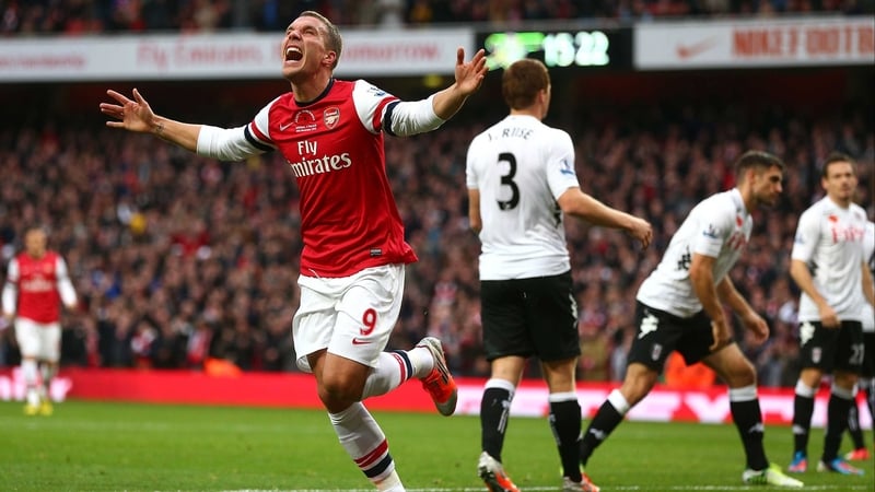Lukas Podolski scored after 23 minutes to put Arsenal 2-0 up