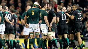 The players squared up after JP Pietersen's late hit on Chris Henry