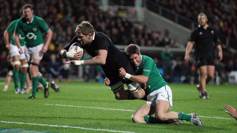 Adam Thomson, seen here scoring a try against Ireland in Waikato Stadium, has been cited for stamping on Scotland's Alasdair Strokosch