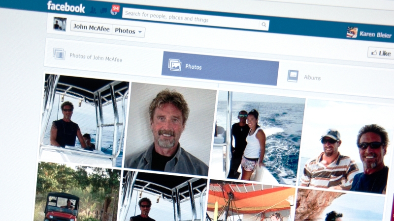 John McAfee's Facebook page is still viewable to the public