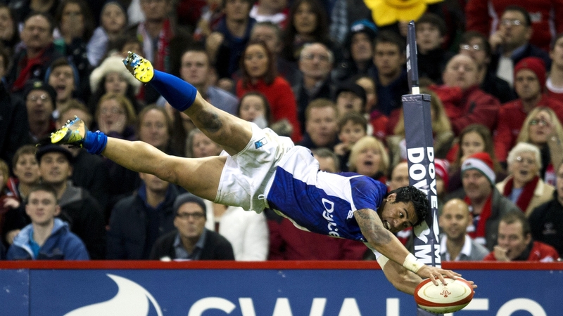 Samoan delight - George Pisi dives over for a try