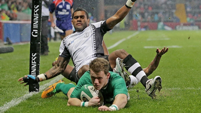 Craig Gilroy scored Ireland's first try of the day, he ended up with a hat-trick