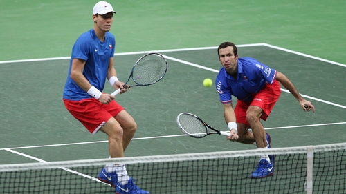 Tomas Berdych (left) and Stepanek enjoyed doubles success to move 2-1 ahead in the Davis Cup final