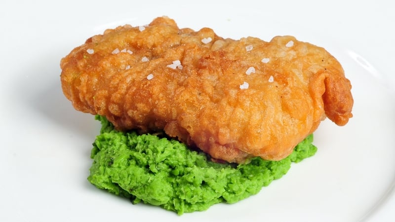 Catherine Fulvio's Homemade Cod Fingers with Mushy Peas and Sweet Potato