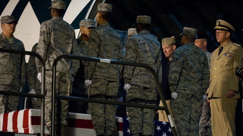 A ceremony at Dover Air Force Base in Delaware for one of the victims