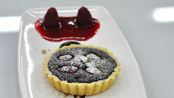 Chocolate and raspberry tart