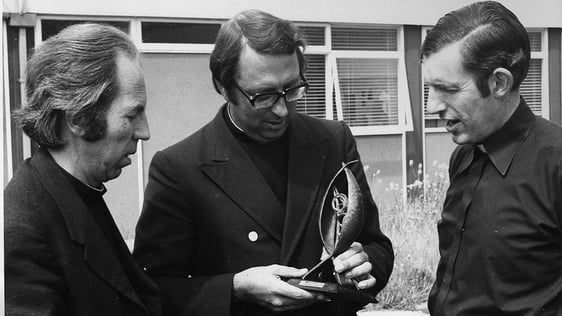 Desmond Forristal, Dermod McCarthy and Joe Dunn with UNDA award for the film 'Heirs of the Father' …