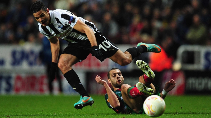 Hatem Ben Arfa (l) rides a challenge