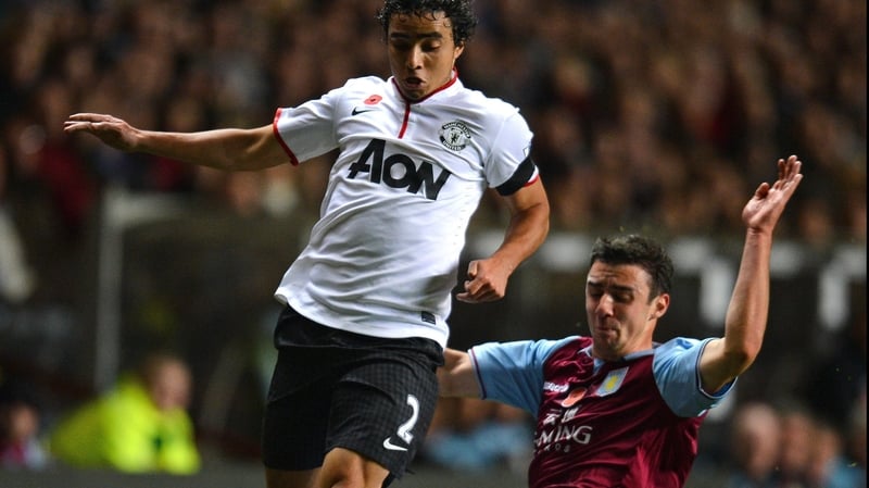 Enda Stevens (r) is in the Aston Villa squad as they host Arsenal