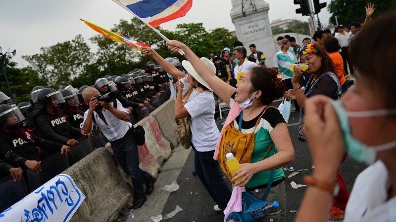 Police said "between 300 and 400 protesters" clashed with police