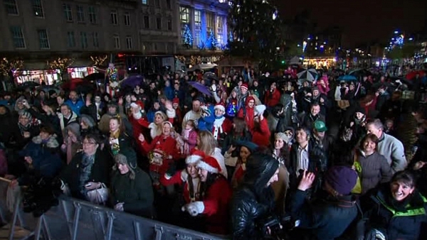 A large crowd came to see the turning on the lights on the Christmas tree on O'Connell Street