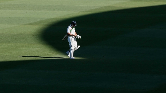 Ricky Ponting of Australia leaves the field after getting out during day three of the second Test match between Australia and South Africa at Adelaide Oval