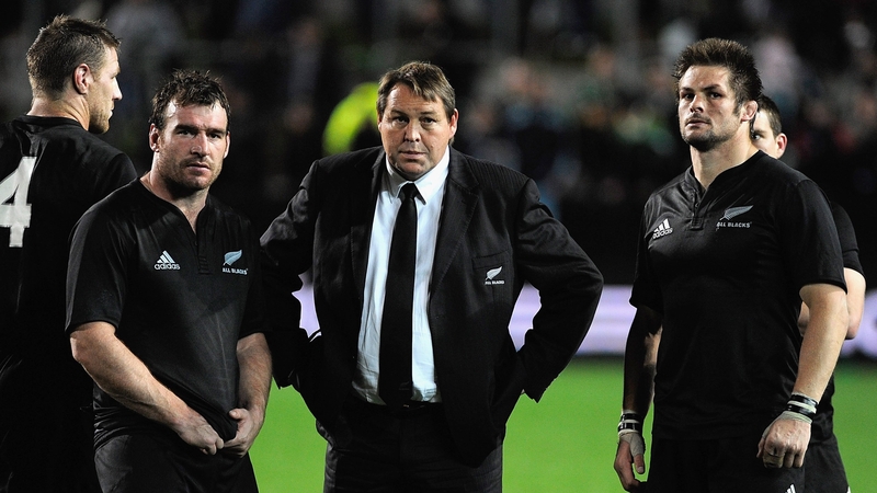 All Blacks coach Steve Hansen (centre) is embarrassed by Andrew Hore's (left) tackle on Bradley Davies