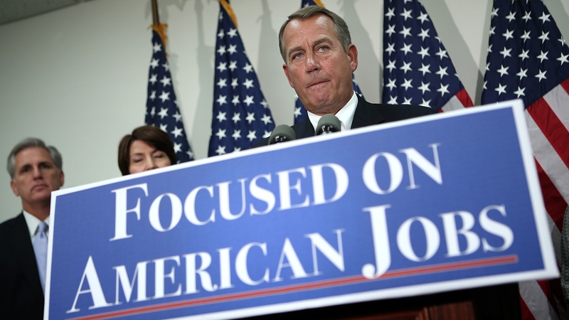 John Boehner at a press conference after meeting Tim Geithner