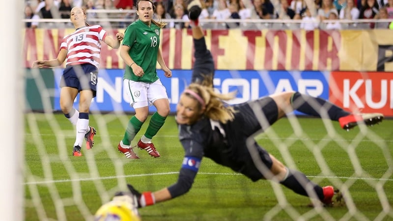 Alex Morgan beats Claire Byrne in the first minute