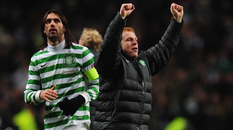 Georgios Samaras (left) is not surprised that Everton are interested in signing Celtic manager Neil Lennon (right)